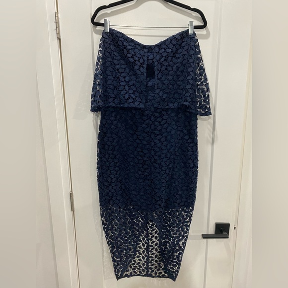 Chelsea28 navy blue strapless dress from Nordstrom - size 14 (fits like 12) EUC - Picture 1 of 3